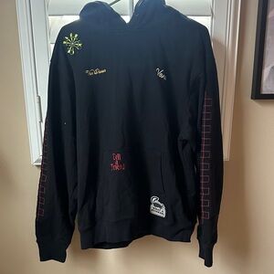 Vans Black Hoodie with Red and Yellow Accents